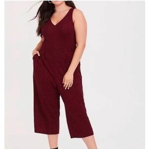 Torrid Red Plaid Houndstooth Ponte Culotte Jumpsuit 11992715 Womens 1X 14-16 NWT